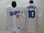 Los Angeles Dodgers #10 Justin Turner White Flex Base Stitched Jersey