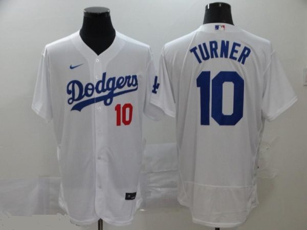 Los Angeles Dodgers #10 Justin Turner White Flex Base Stitched Jersey