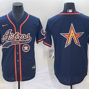 Houston Astros Navy Team Big Logo With Patch Cool Base Stitched Jersey
