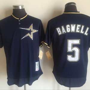 Houston Astros #5 Jeff Bagwell Mitchell And Ness Navy Blue 1997 Throwback Stitched Jersey