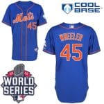 Mets #45 Zack Wheeler Blue Cool Base W 2015 World Series Patch Stitched Jersey