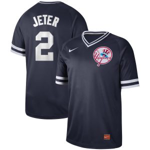 New York Yankees #2 Derek Jeter Navy Cooperstown Legend Collection Stitched Jersey