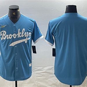 Los Angeles Dodgers Blank Light Blue Throwback Cool Base Stitched Jersey