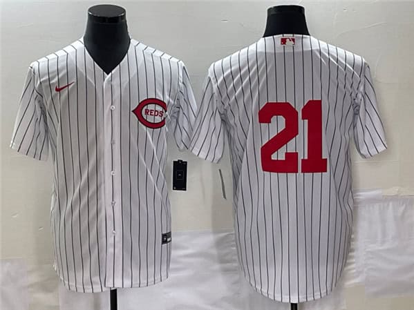 Cincinnati Reds #21 Hunter Greene White Field Of Dreams Stitched Jersey