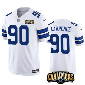 Dallas Cowboys #90 DeMarcus Lawrence White 2023 F.U.S.E. NFC East Champions Patch Stitched Jersey