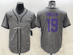 Minnesota Vikings #19 Adam Thielen Grey With Patch Cool Base Stitched Baseball Jersey