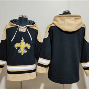 New Orleans Saints Blank Black Ageless Must-Have Lace-Up Pullover Hoodie