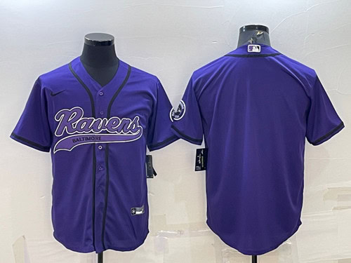Baltimore Ravens Blank Purple With Patch Cool Base Stitched Baseball Jersey