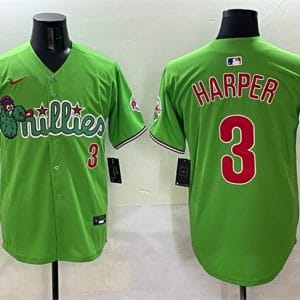 Philadelphia Phillies #3 Bryce Harper Light Green Phanatic With 2024 Division Champions Patch Limited Stitched Jersey