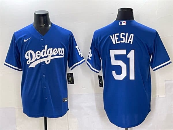 Los Angeles Dodgers #51 Alex Vesia Blue Cool Base Stitched Jersey