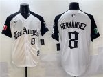 Los Angeles Dodgers #8 Enrique Hernandez White Black Mexico 2025 LA Gothic Style With Fernando Patch Vapor Premier Limited Stitched Jersey