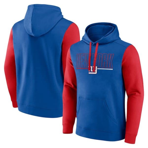 New York Giants Royal Red Outline Pullover Hoodie