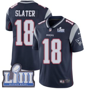 New England Patriots #18 Matt Slater Navy Blue Super Bowl LIII Vapor Untouchable Limited Stitched Jersey