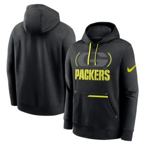 Green Bay Packers Black Volt Pullover Hoodie