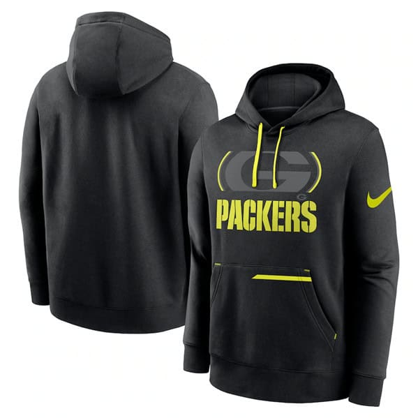 Green Bay Packers Black Volt Pullover Hoodie