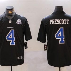 Dallas Cowboys #4 Dak Prescott Black Throwback With 1960 Patch Vapor Untouchable Limited Stitched Jersey