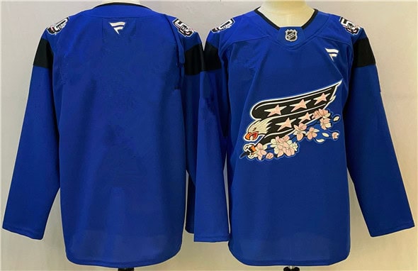 Washington Capitals Blank Blue Cherry Blossom Stitched Jersey