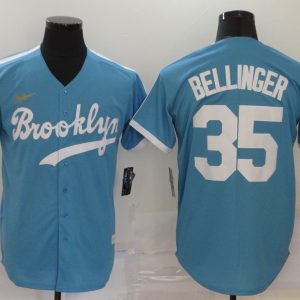 Los Angeles Dodgers Blue #35 Cody Bellinger Throwback Cool Base Stitched Jersey