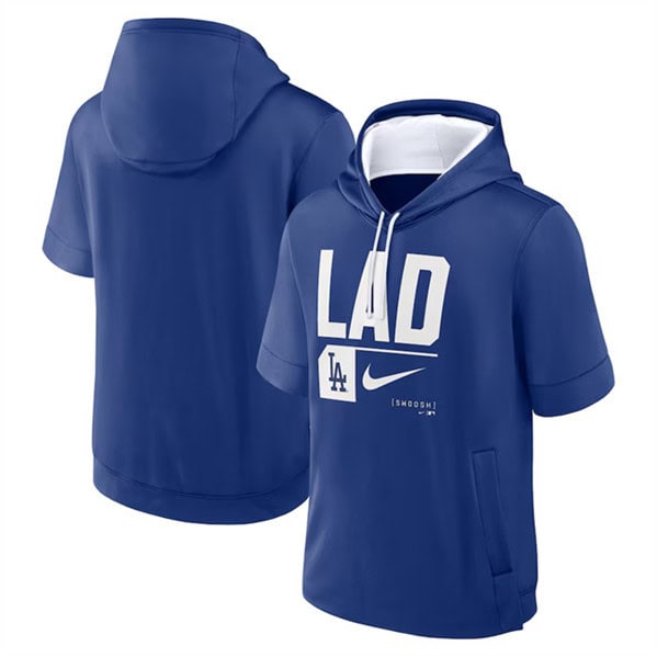 Los Angeles Dodgers Royal Tri Code Lockup Short Sleeve Pullover Hoodie