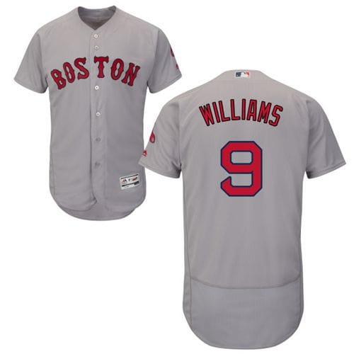 Red Sox #9 Ted Williams Grey Flexbase Authentic Collection Stitched Jersey