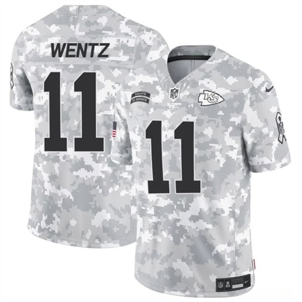 Kansas City Chiefs #11 Carson Wentz Arctic Camo 2024 F.U.S.E. Salute To Service Limited Stitched Jersey