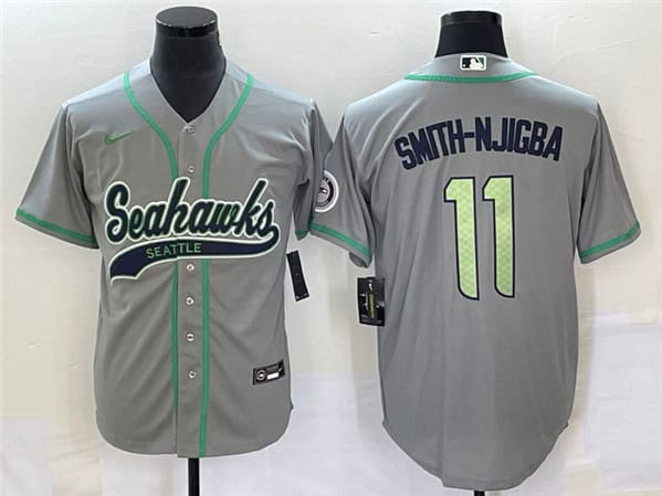 Seattle Seahawks #11 Jaxon Smith-Njigba Gray With Patch Cool Base Stitched Jersey