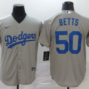 Los Angeles Dodgers #50 Mookie Betts Grey Cool Base Stitched Jersey
