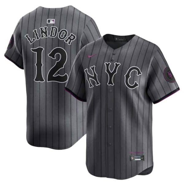 New York Mets #12 Francisco Lindor Graphite 2024 City Connect Limited Stitched Jersey
