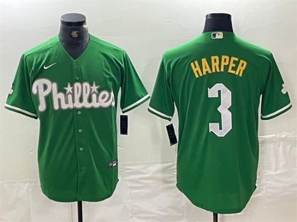 Philadelphia Phillies #3 Bryce Harper Green 2024 City Connect Stitched Jersey