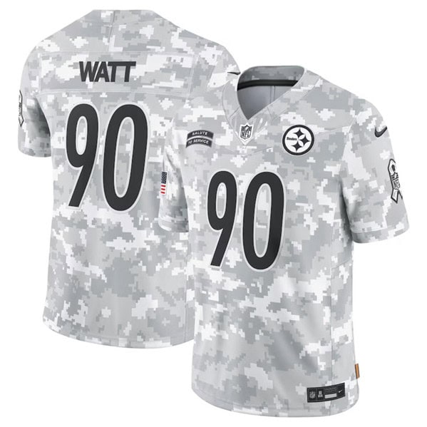 Pittsburgh Steelers #90 T.J. Watt Arctic Camo 2024 F.U.S.E. Salute To Service Limited Stitched Jersey