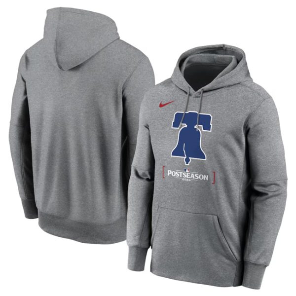 Philadelphia Phillies Heather Charcoal 2024 Postseason Collection Therma Pullover Hoodie