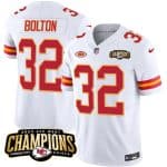 Kansas City Chiefs #32 Nick Bolton White 2023 F.U.S.E. AFC West Champions With "NKH" Patch Vapor Untouchable Limited Stitched Jersey