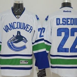 Canucks #22 Daniel Sedin White Stitched Jersey