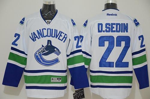 Canucks #22 Daniel Sedin White Stitched Jersey