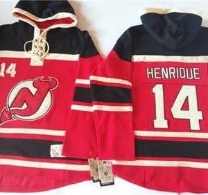 Devils #14 Adam Henrique Red Sawyer Hooded Sweatshirt Stitched Jersey