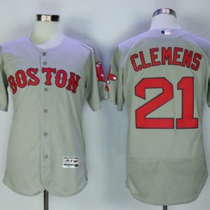 Red Sox #21 Roger Clemens Grey Flexbase Authentic Collection Stitched Jersey