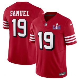 San Francisco 49ers #19 Deebo Samuel New Red 2024 F.U.S.E. Super Bowl LVIII Patch Vapor Untouchable Limited Stitched Jersey