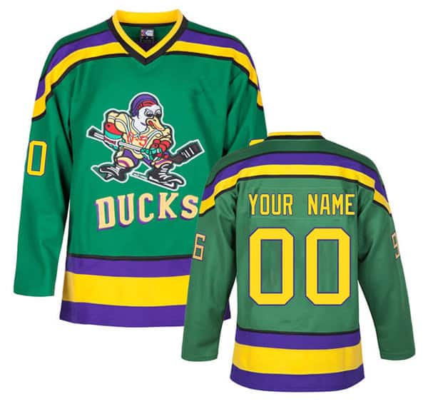 The Mighty Ducks Custom Green Stitched Jersey