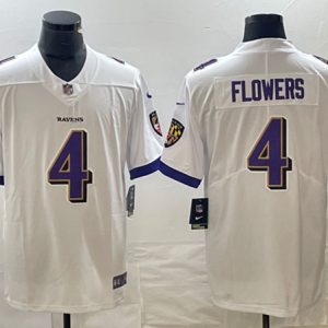 Baltimore Ravens #4 Zay Flowers White Vapor Untouchable Jersey