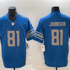 Detroit Lions #81 Calvin Johnson Blue 2023 F.U.S.E. Vapor Untouchable Limited Stitched Jersey