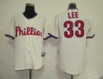 Phillies #33 Cliff Lee Cream Stitched Jersey
