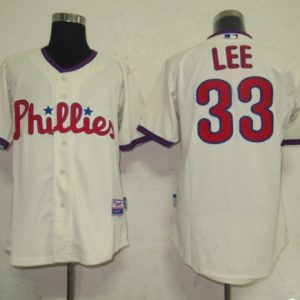 Phillies #33 Cliff Lee Cream Stitched Jersey