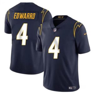 Los Angeles Chargers #4 Gus Edwards Navy Vapor Limited Stitched Jersey