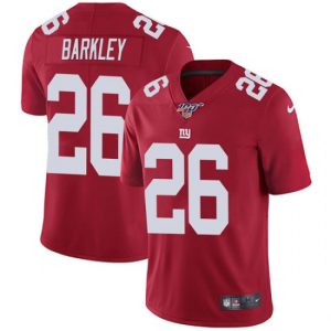 New York Giants 100th #26 Saquon Barkley Red Draft Vapor Untouchable Limited Stitched Jersey