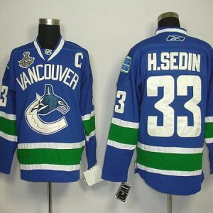 Canucks 2011 Stanley Cup Finals #33 Henrik Sedin Blue Stitched Jersey