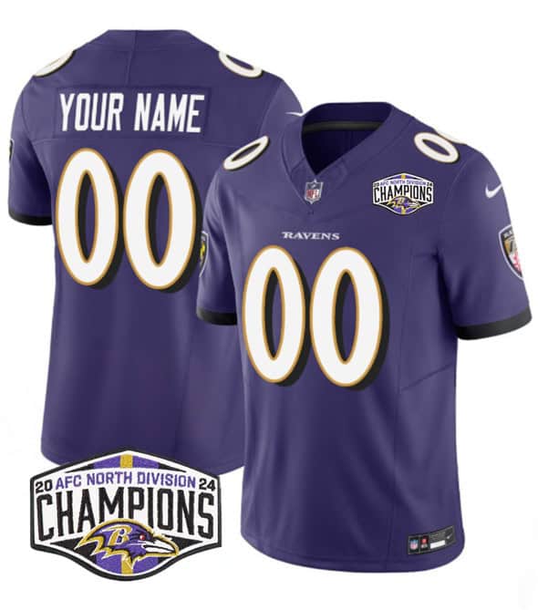 Baltimore Ravens Custom Purple F.U.S.E. 2024 AFC North Division Champions Vapor Limited Jersey