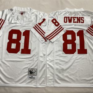 New York Giants #81 Terrell Owens White Throwback Stitched Football Jersey