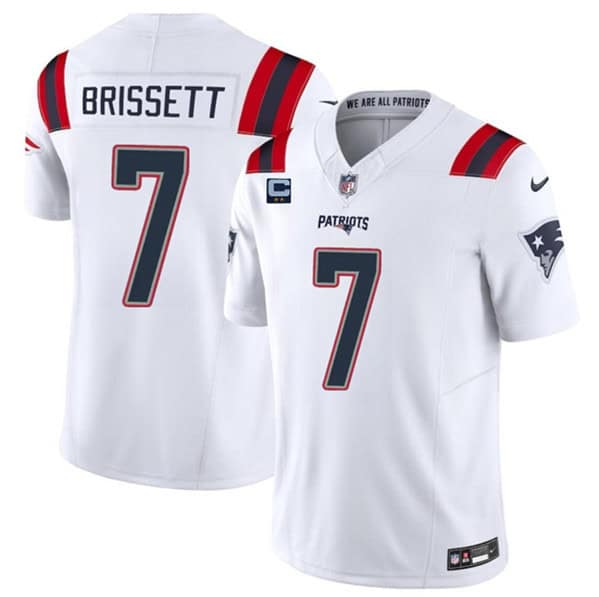 New England Patriots #7 Jacoby Brissett White 2024 F.U.S.E. With 2-Star C Patch Vapor Limited Stitched Jersey
