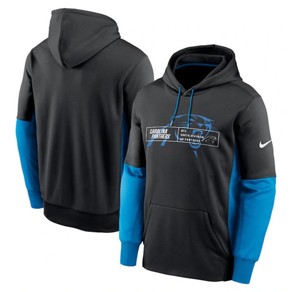 Carolina Panthers Black Color Block Fleece Performance Pullover Hoodie