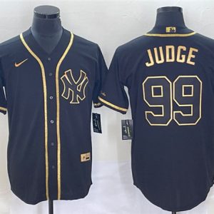 New York Yankees #99 Aaron Judge Black Gold Cool Base Stitched Jersey